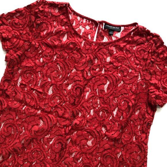 A PEA IN THE POD Maternity Red Lace Top L EUC - Picture 3 of 8